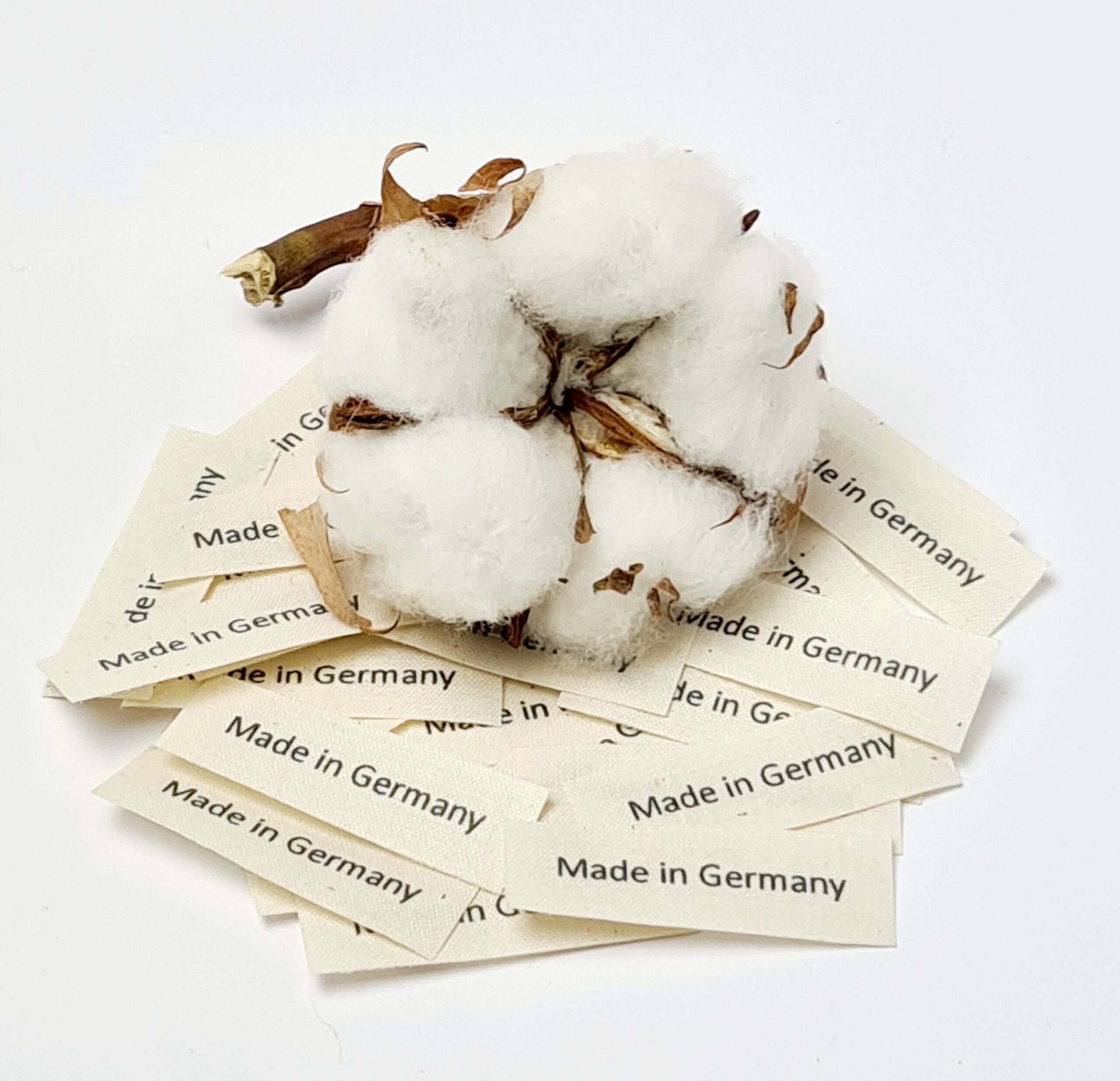 Textiletiketten aus Naturbaumwollband mit der Aufschrift “Made in Germany” 25 Stück