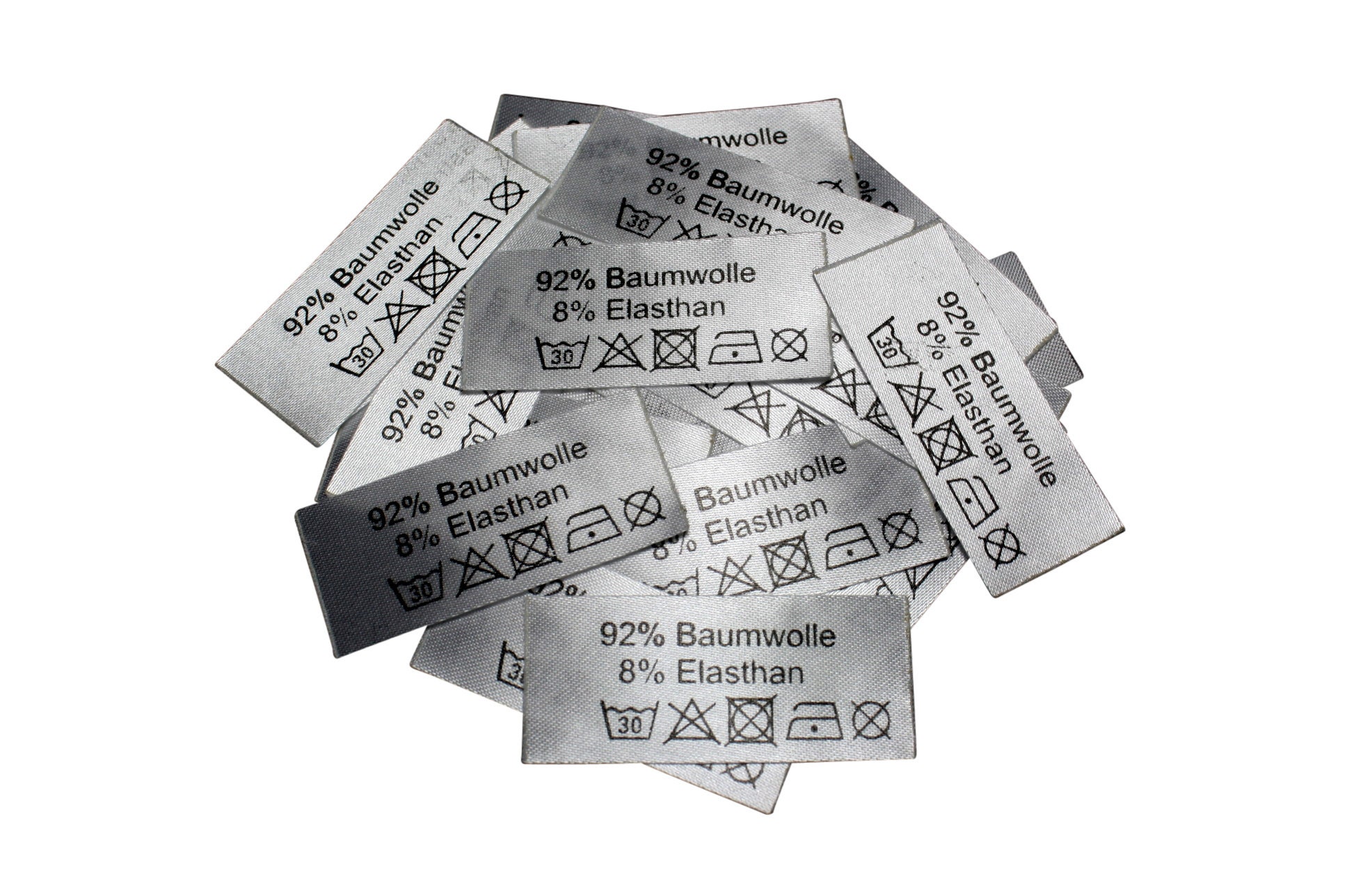 50 St. Textiletiketten 92 % Baumwolle 8 Elasthan