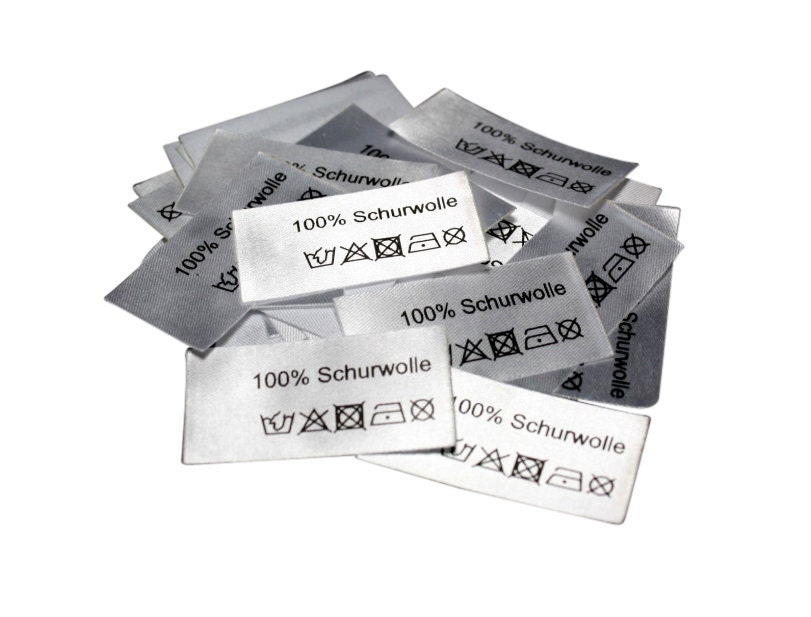 50 St. Textiletiketten 100% Schurwolle