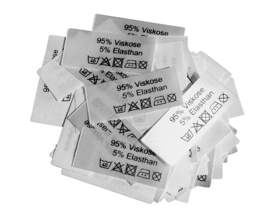 50 St. Textiletiketten 95% Viskose 5 Elasthan