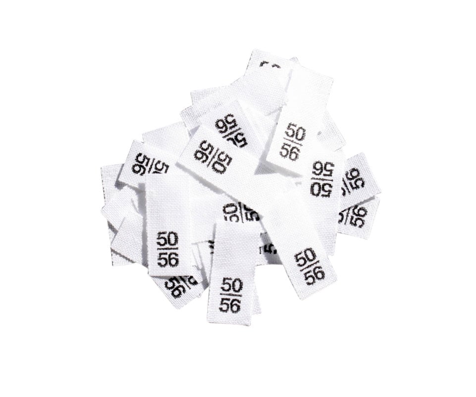 25 St. Textiletiketten - Größe 50/56 auf Mischband