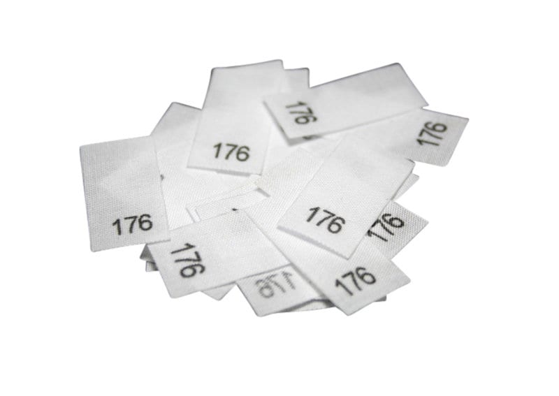 25 St. Textiletiketten - Größe 176 auf Mischband