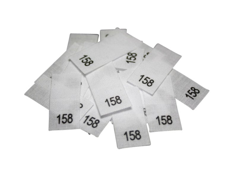 25 St. Textiletiketten - Größe 158 auf Mischband