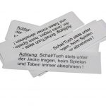10 St. Textiletiketten - Warnhinweis für Schals -