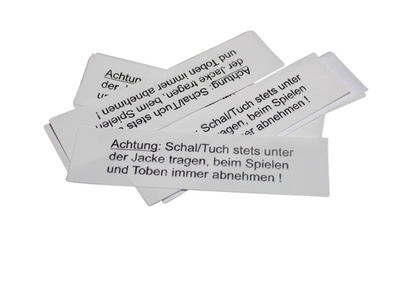 10 St. Textiletiketten - Warnhinweis für Schals -