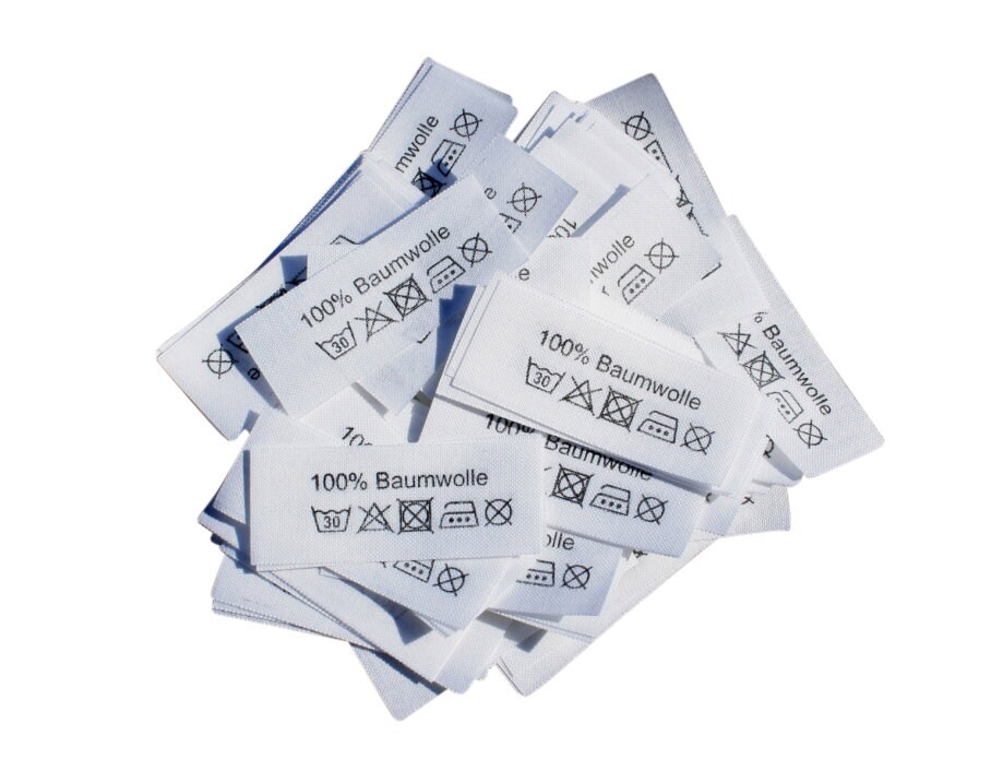 50 St. Textiletiketten 100% Baumwolle 3 P. Bügeleisen