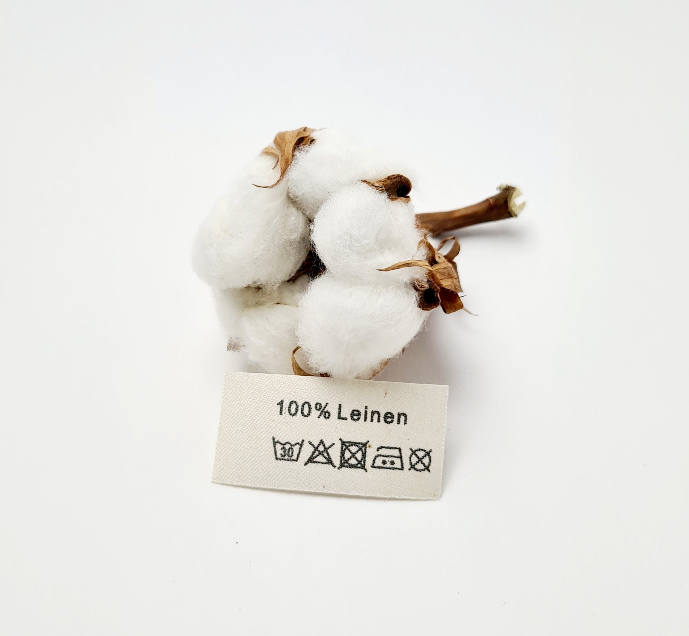 50 St. Textiletiketten aus Naturbaumwollband mit der Aufschrift 100% Leinen