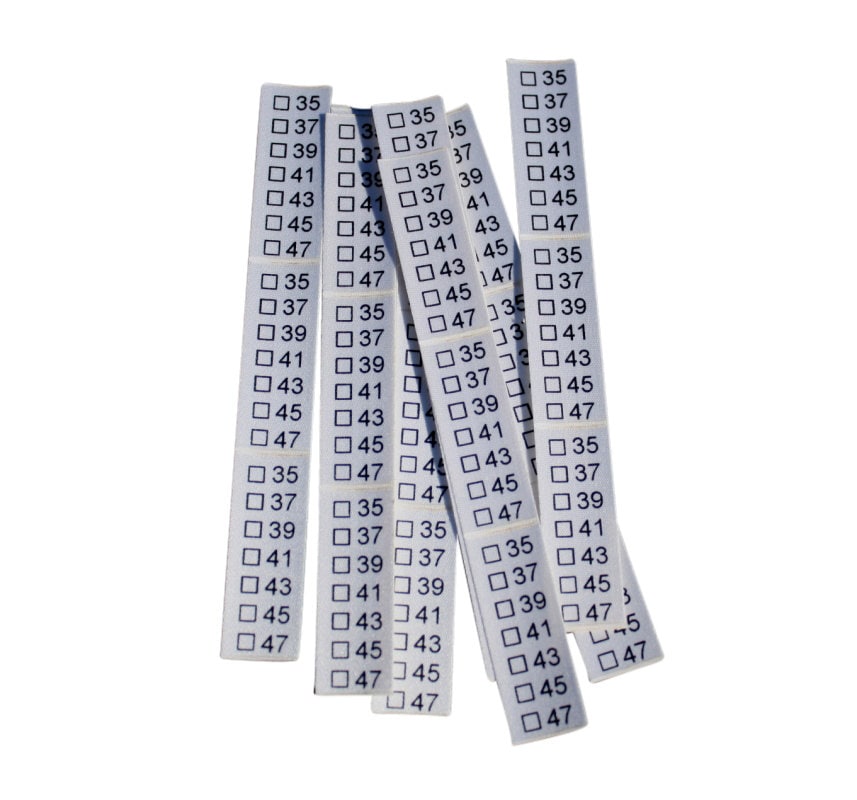 25 St. selbstklebende Textiletiketten Universal 35-47