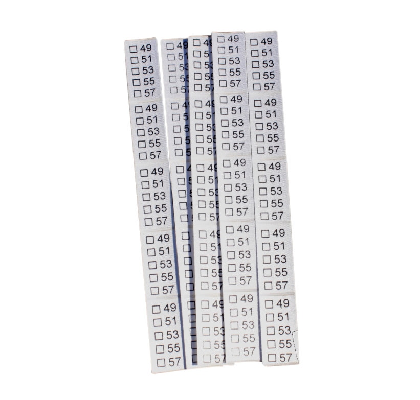 25 St. selbstklebende Textiletiketten Universal  49-57