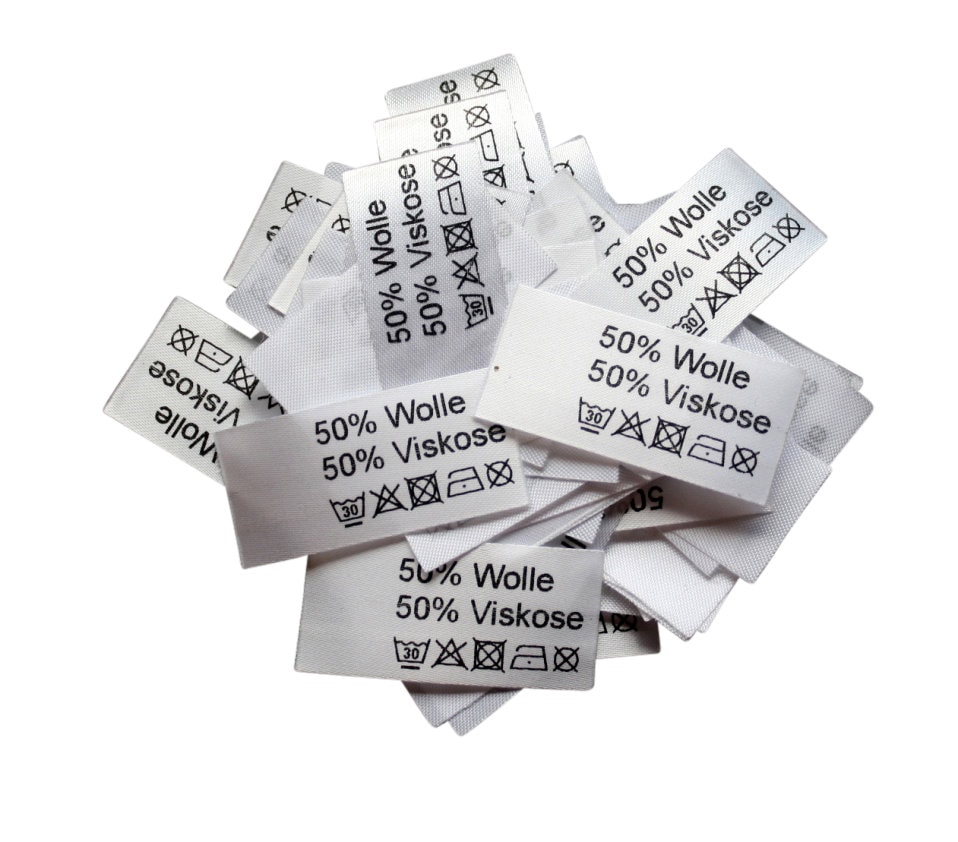 50 St. Textiletiketten 50% Wolle 50 Viskose
