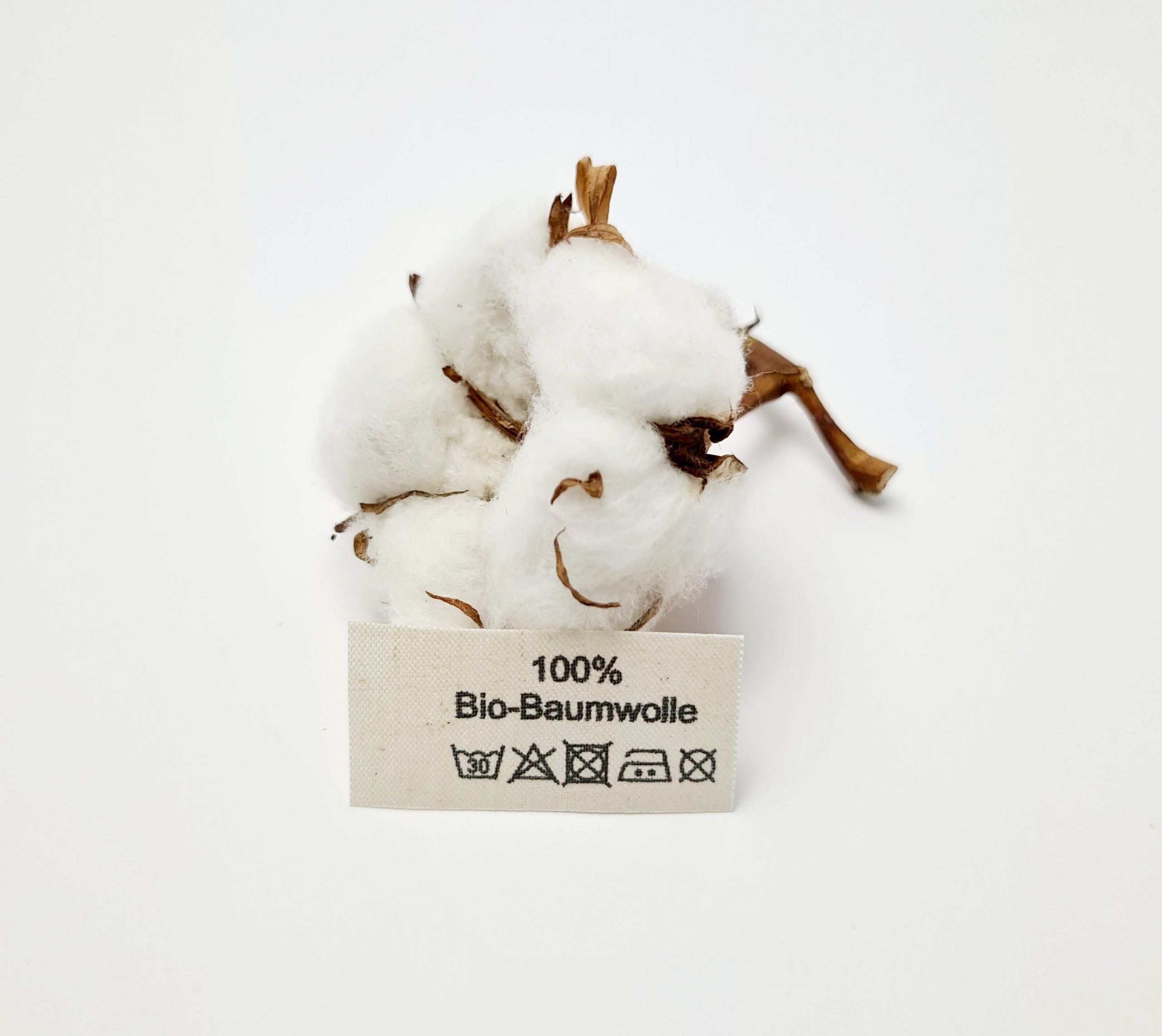 50 St. Textiletiketten aus Naturbaumwollband mit der Aufschrift 100% Bio-Baumwolle