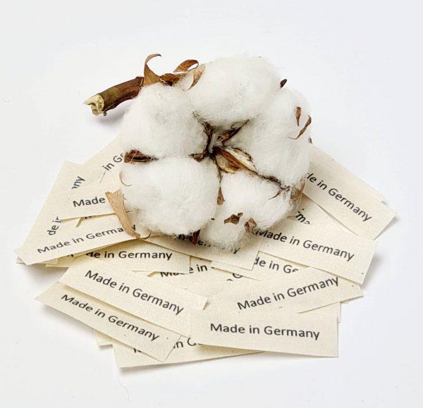 Textiletiketten aus Naturbaumwollband mit der Aufschrift "Made in Germany" 25 Stück