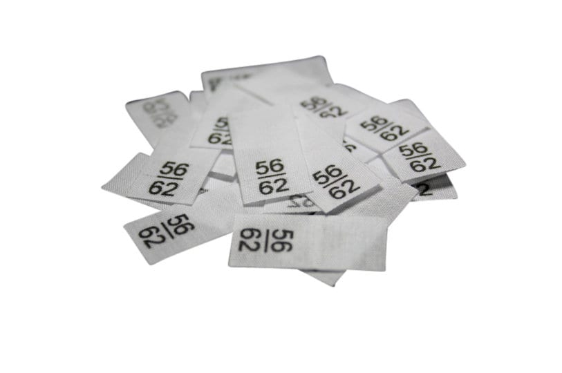 25 St. Textiletiketten - Größe 56/62 auf Mischband