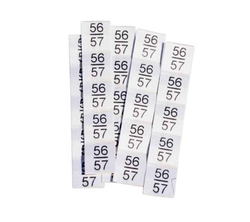25 St. selbstklebende Textiletiketten Größe 56/57