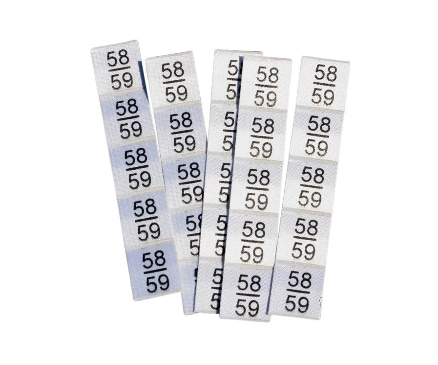 25 St. selbstklebende Textiletiketten Größe 58/59