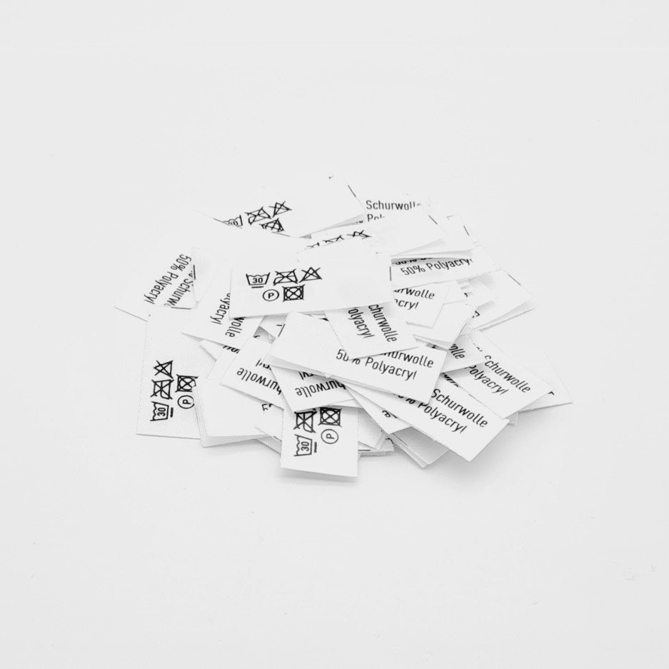 50 St. Textiletiketten 50% Schurwolle 50 Polyacryl