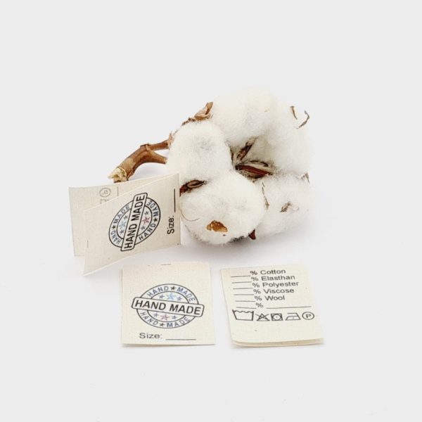 25 St. Textiletiketten Hand Made Universal  in englischer Sprache auf Naturbaumwollband