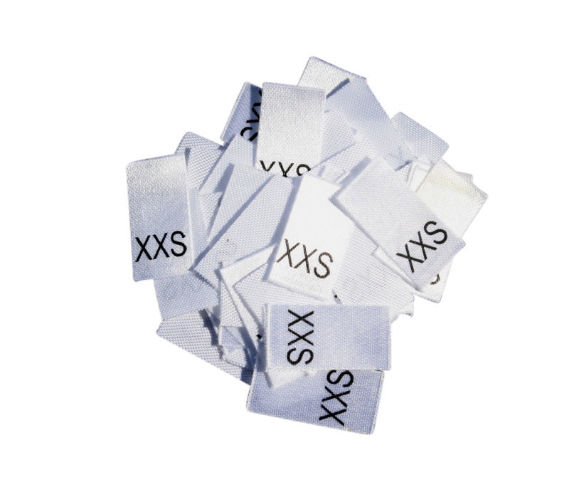 25 St. Textiletiketten  Größe XXS