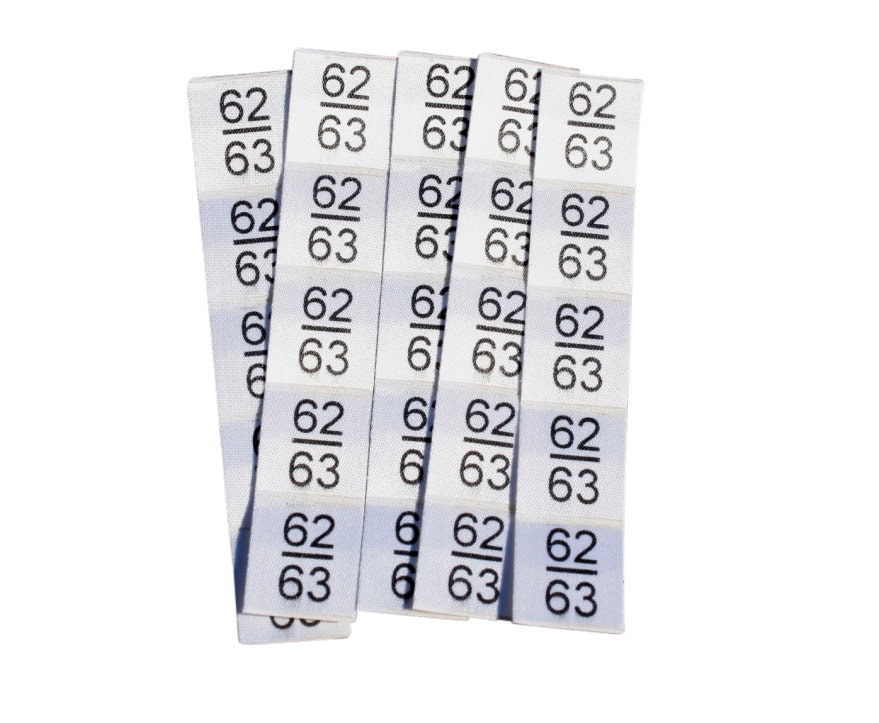 25 St. selbstklebende Textiletiketten Größe 62/63