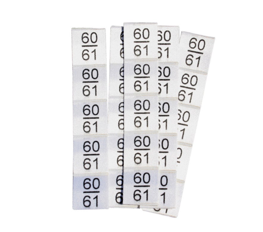 25 St. selbstklebende Textiletiketten Größe 60/61