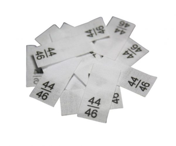 25 St. Textiletiketten - Größe 44/46 auf Mischband