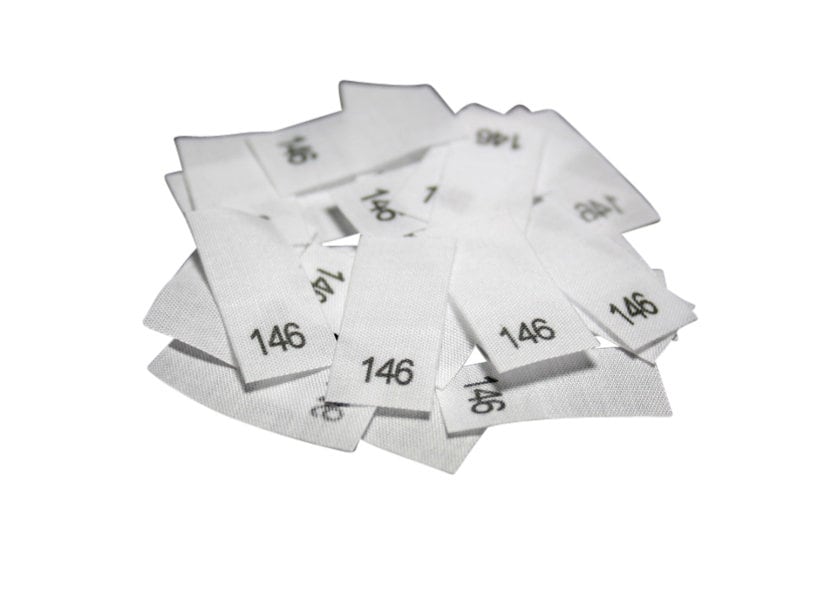 25 St. Textiletiketten - Größe 146 auf Mischband