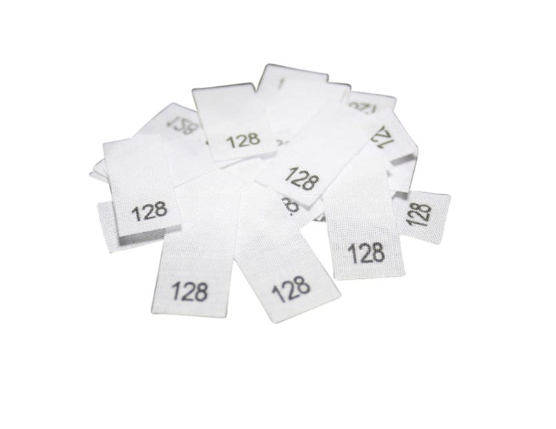 25 St. Textiletiketten - Größe 128 auf Mischband