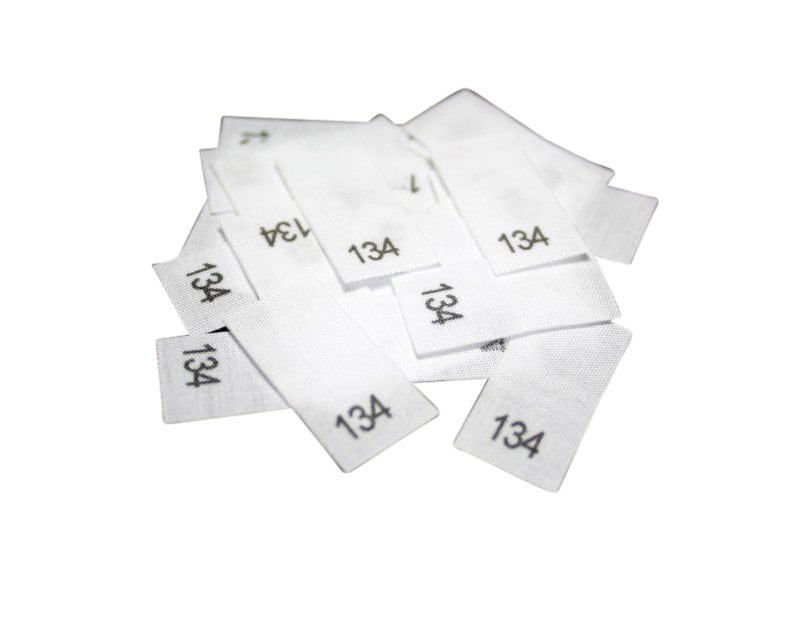 25 St. Textiletiketten - Größe 134 auf Mischband