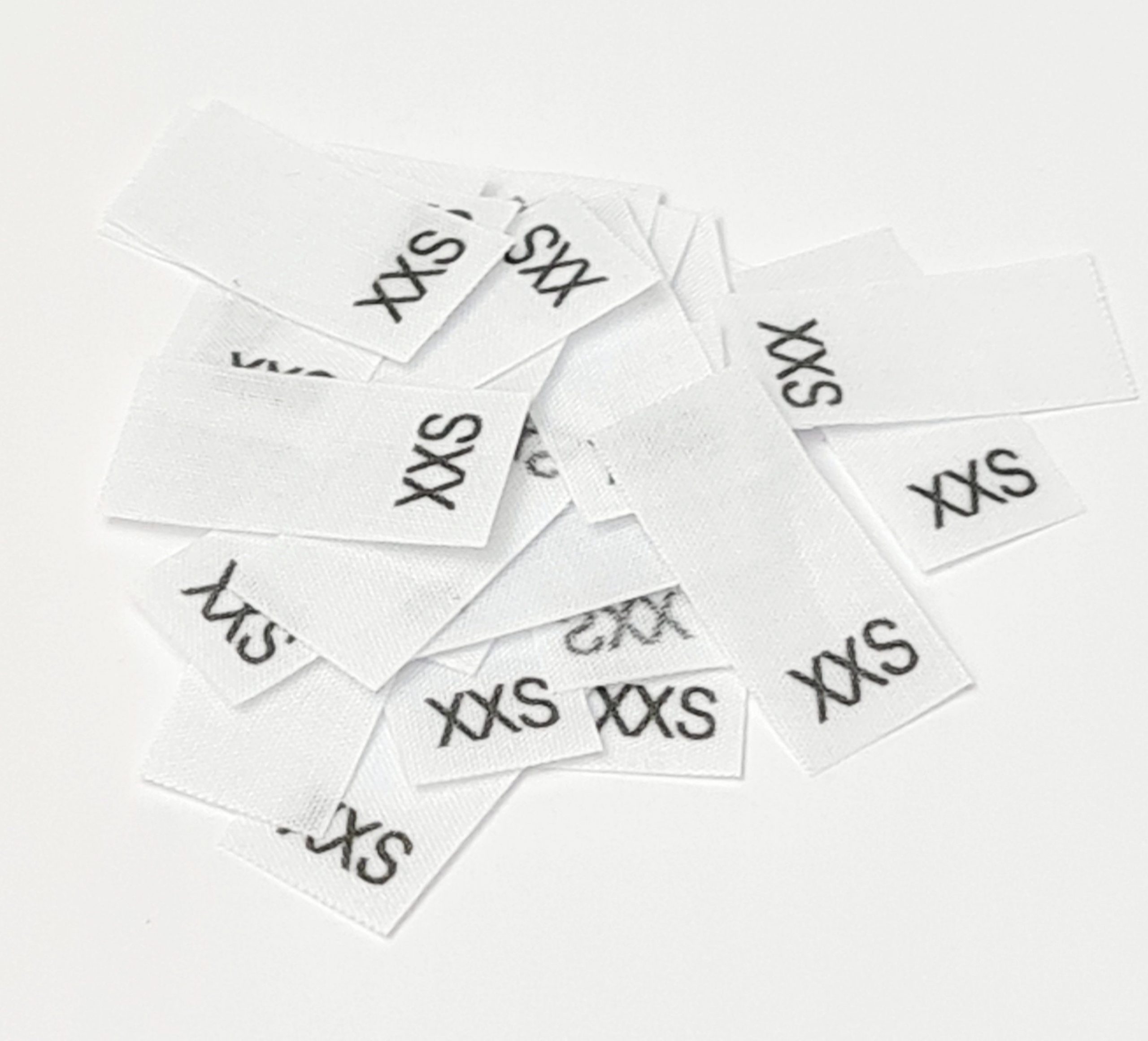 25 St. Textiletiketten  Größe XXS auf Mischband