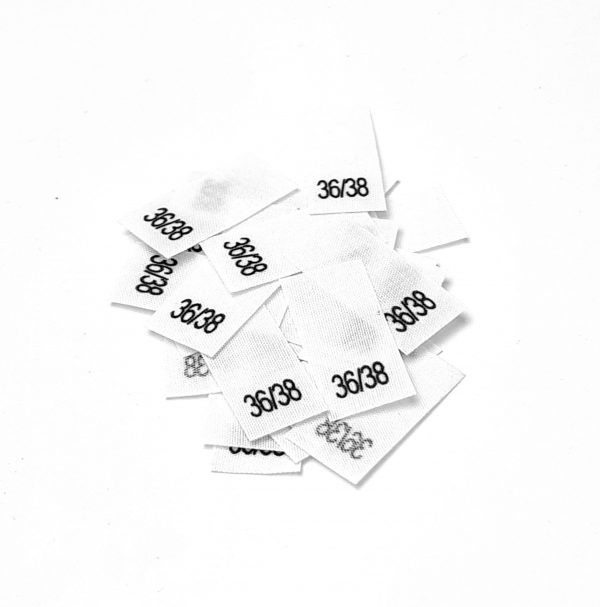 25 St. Textiletiketten  Größe 36/38auf Mischband