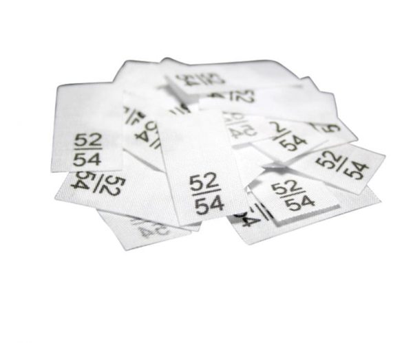 25 St. Textiletiketten - Größe 52/54 auf Mischband