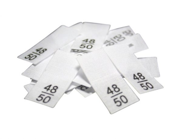 25 St. Textiletiketten - Größe 48/50 auf Mischband