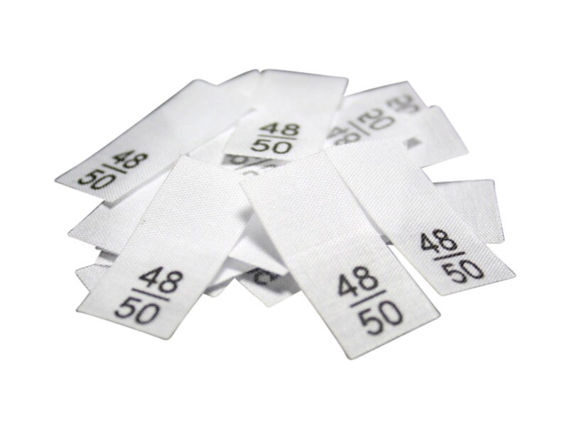 25 St. Textiletiketten - Größe 48/50 auf Mischband