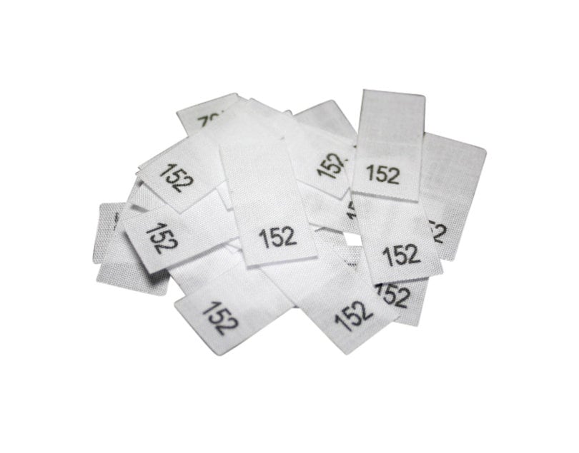 25 St. Textiletiketten - Größe 152 auf Mischband