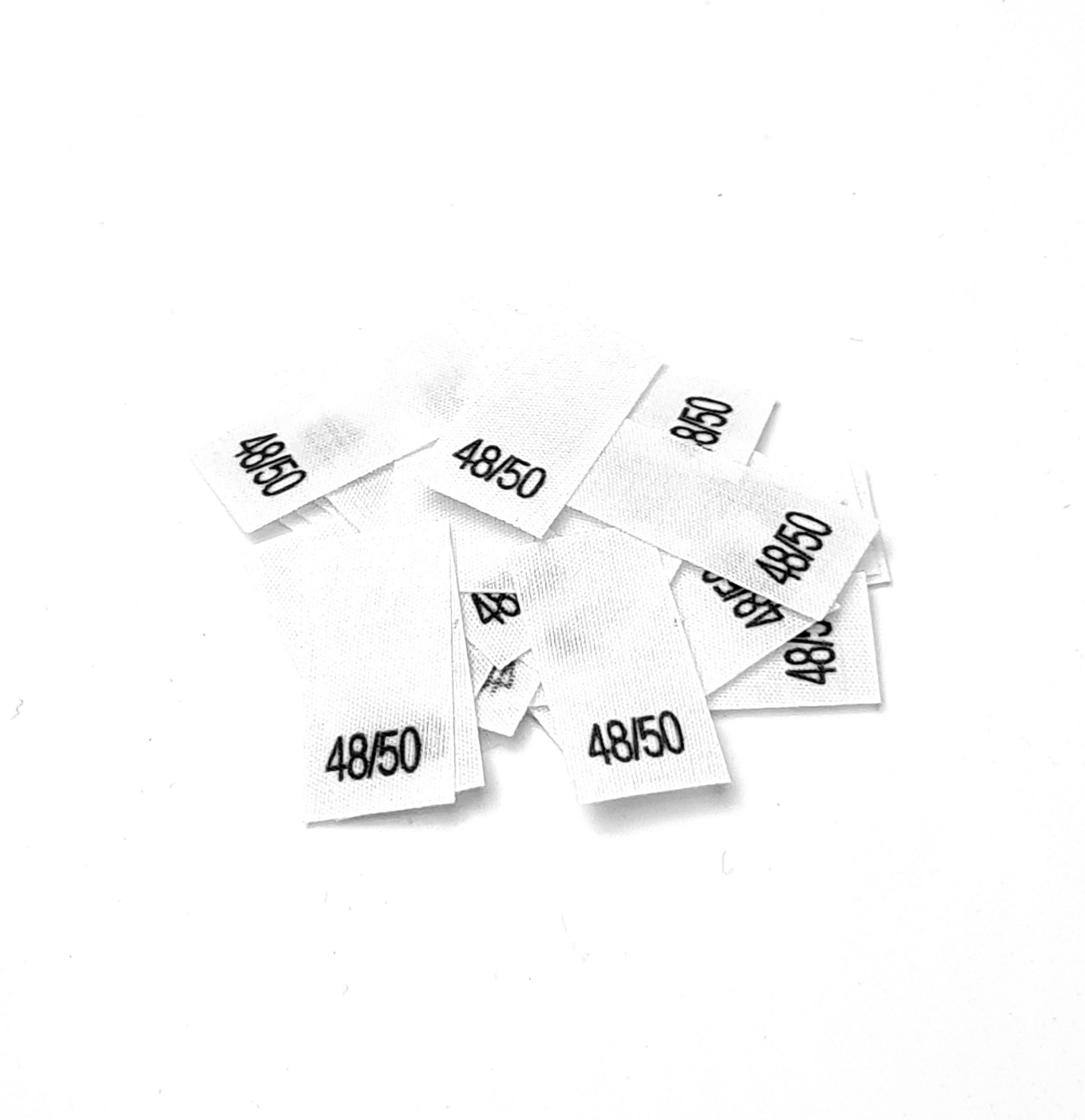 25 St. Textiletiketten  Größe 48/50 auf Mischband