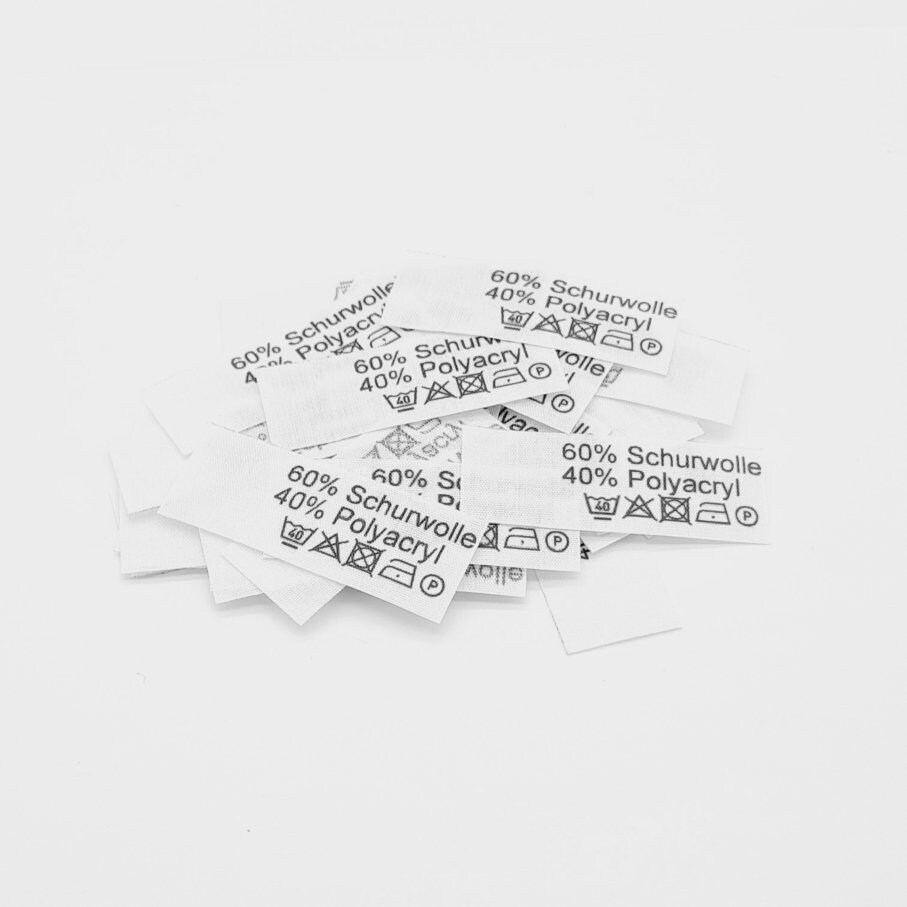 50 St. Etiketten 60% Schurwolle 40 Polyacryl mit Pflegesymbole