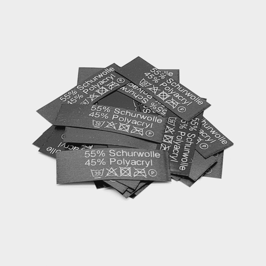 50 St. Etiketten 55% Schurwolle 45 Polyacryl mit Pflegesymbole