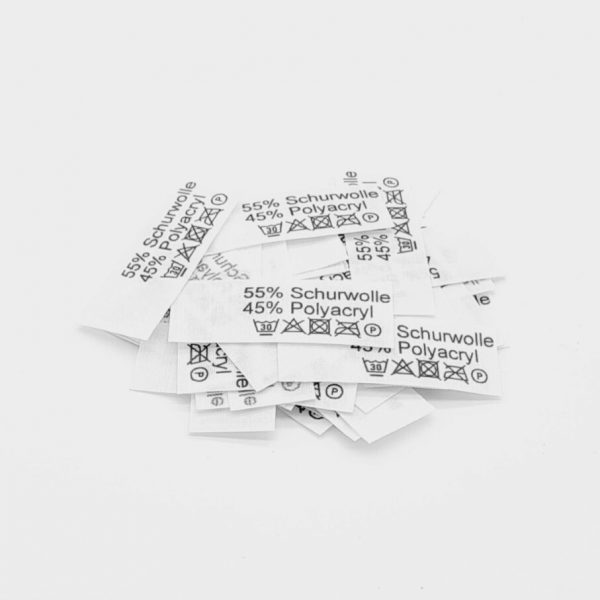 50 St. Etiketten 55% Schurwolle 45 Polyacryl mit Pflegesymbole