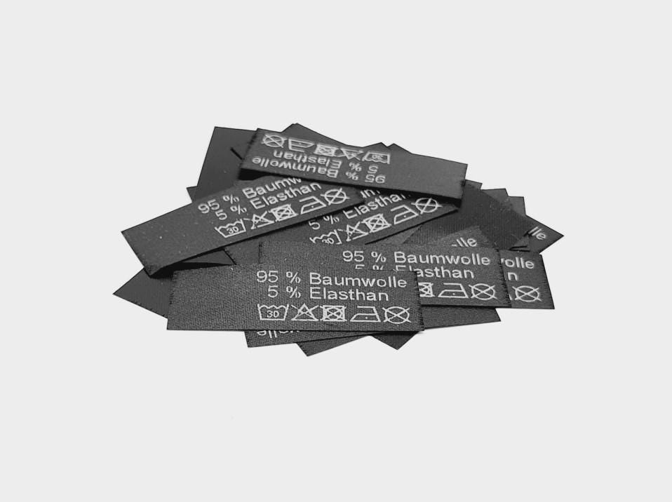 50 St. Textiletiketten 95% Baumwolle 5 Elasthan