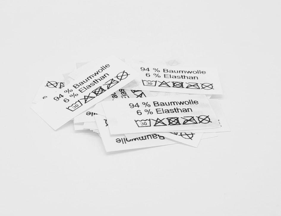 50 St. Textiletiketten 94% Baumwolle 6 Elasthan