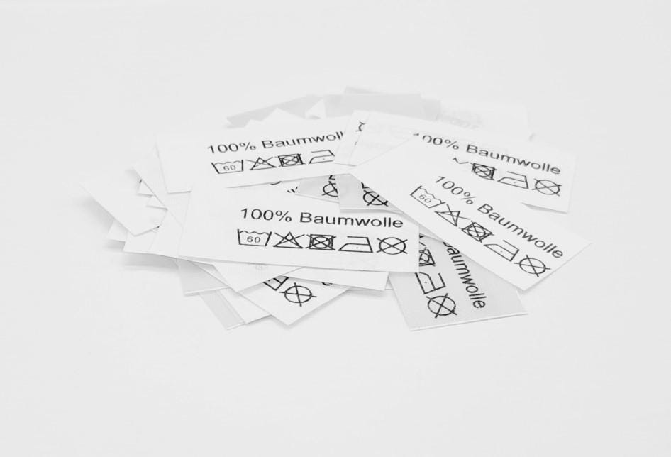 50 St. Textiletiketten 100% Baumwolle 60C