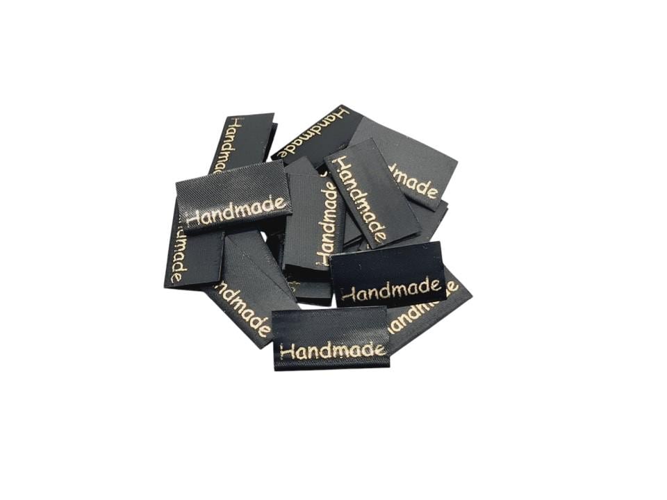 20 St. Textiletiketten Handmade -  schwarz/gold